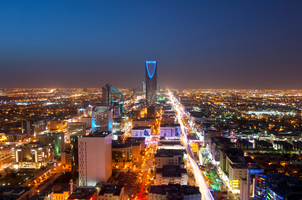Saudi Arabia landscape at night