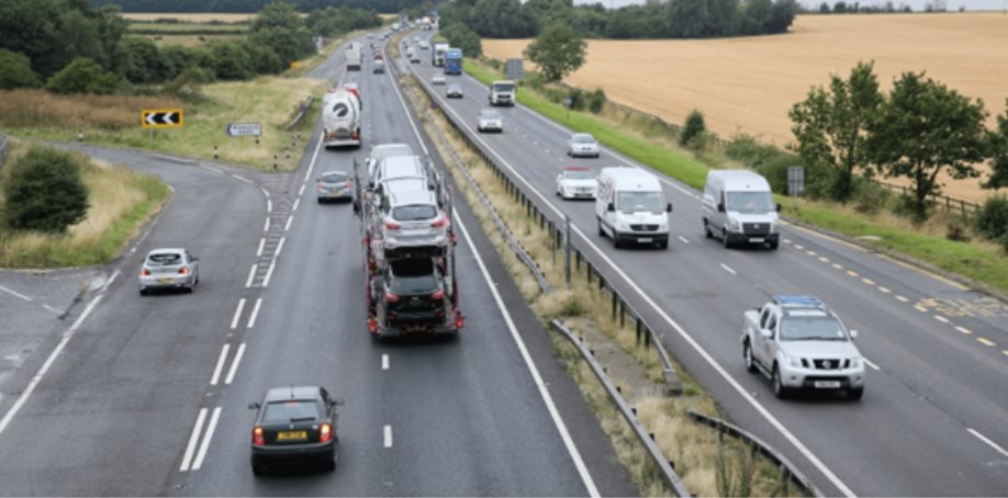 Image of cars on the A14
