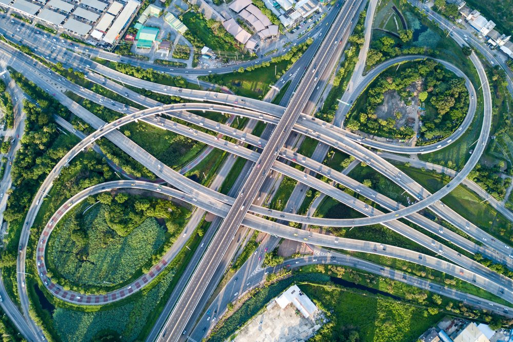 this is an image of motorways crossing each other
