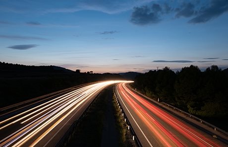 image of a motorway at night