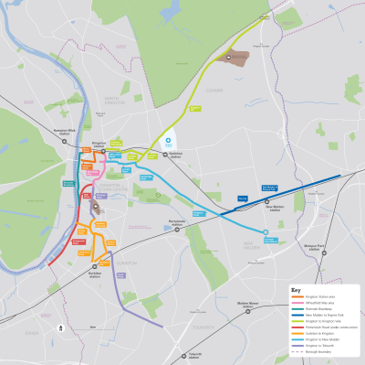 image of the planned routes for Kingston Go cycle